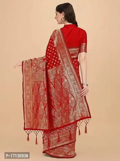 Stylish Art Silk Red Woven Design Saree with Blouse piece-thumb3