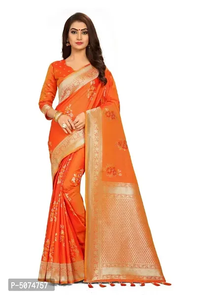 Latest Beautiful Silk Blend Saree with Blouse piece-thumb0