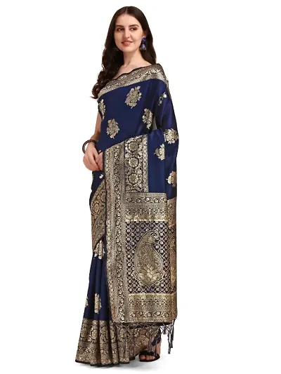 NITYA Women's & Girl's Banarasi Silk Blend Saree With Blouse Piece