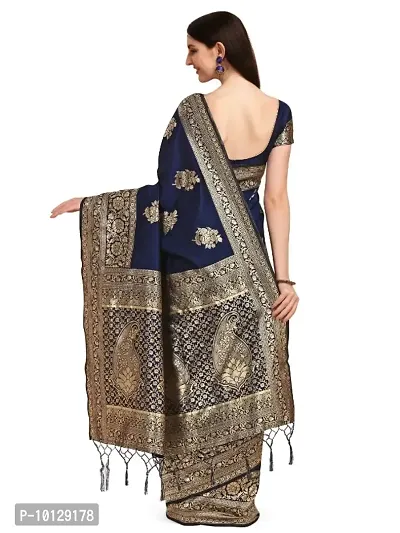 Womens Banarasi Silk Blend Saree With Blouse Piece-thumb3
