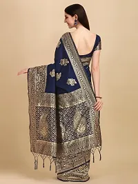 Womens Banarasi Silk Blend Saree With Blouse Piece-thumb3