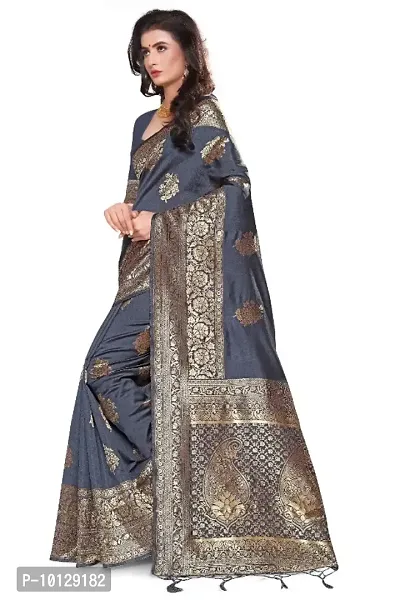 Womens Banarasi Silk Blend Saree With Blouse Piece-thumb4