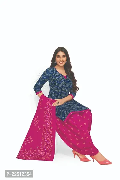 Stylish Fancy Designer Cotton Unstitched Dress Material Top With Bottom Wear And Dupatta Set For Women-thumb2