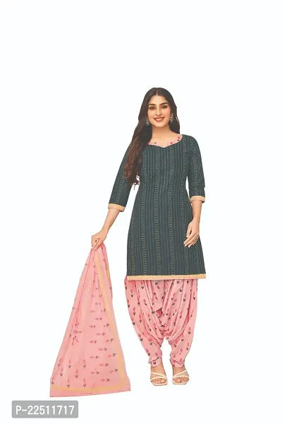 Stylish Fancy Designer Cotton Unstitched Dress Material Top With Bottom Wear And Dupatta Set For Women-thumb0