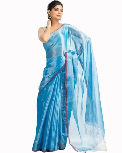 Tissue Handloom Sarees With Blouse Piece