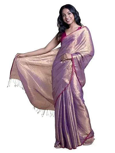 Tissue Handloom Sarees With Blouse Piece