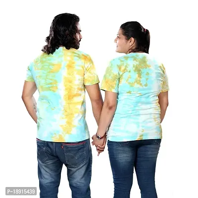 pariferry Pack of 2 Couple Tie  Dye Round Neck Black T-Shirt-thumb3