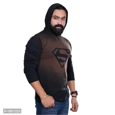 pariferry - Black Men's Cotton Blend Hooded Sweatshirt (M, Superman-Black)-thumb2