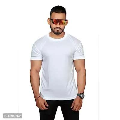 pariferry White Plain Tshirt Dry fit Sublimation-thumb0