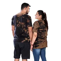 pariferry Pack of 2 Couple Tie  Dye Round Neck Black T-Shirt-thumb1