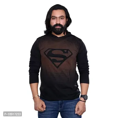pariferry - Black Men's Cotton Blend Hooded Sweatshirt (M, Superman-Black)