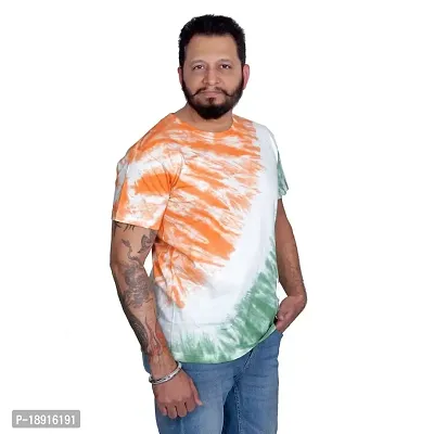 pariferry Indian Flag - Printed Round Neck Half Sleeves T-Shirt for Men (Medium, Tricolor-2)-thumb0