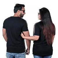 pariferry Regular Fit, Round Neck, Half Sleeve Black  Brown Color Printed Couple's T-Shirts/T-Shirts for Men  Women/Printed Tshirt for Couple (Design-A-S)-thumb2