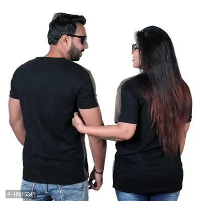 pariferry Regular Fit, Round Neck, Half Sleeve Black  Brown Color Printed Couple's T-Shirts/T-Shirts for Men  Women/Printed Tshirt for Couple (Design-A-S)-thumb3