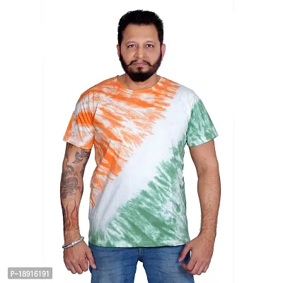 pariferry Indian Flag - Printed Round Neck Half Sleeves T-Shirt for Men (Medium, Tricolor-2)-thumb2