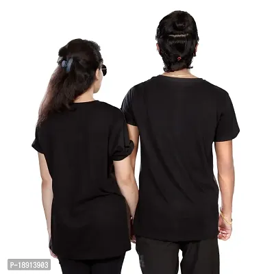 pariferry Regular Fit, Round Neck, Half Sleeve Black  Brown Color Printed Couple's T-Shirts/T-Shirts for Men  Women/Printed Tshirt for Couple (Design-A-S)-thumb3