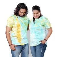 pariferry Pack of 2 Couple Tie  Dye Round Neck Black T-Shirt-thumb1