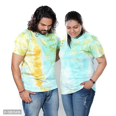 pariferry Pack of 2 Couple Tie  Dye Round Neck Black T-Shirt-thumb2