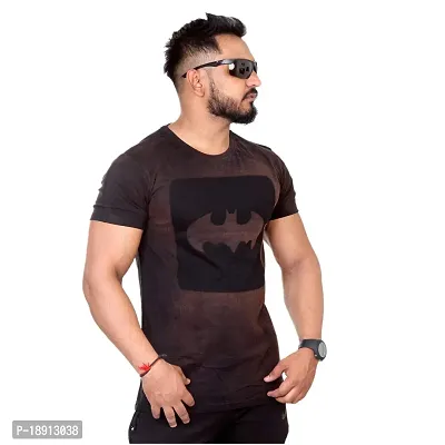 pariferry Men Tshirt Batman Print Black Tshirt-thumb2