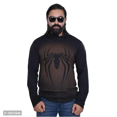 pariferry - Black Men's Cotton Blend Hooded Sweatshirt (XX-L, Spider-Black)-thumb0