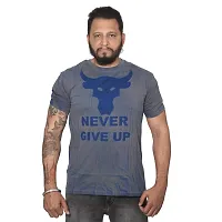 pariferry Men's Cotton Never Give Up Printed T-Shirts (Medium, Blue)-thumb1
