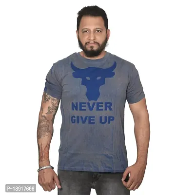 pariferry Men's Cotton Never Give Up Printed T-Shirts (Medium, Blue)-thumb2