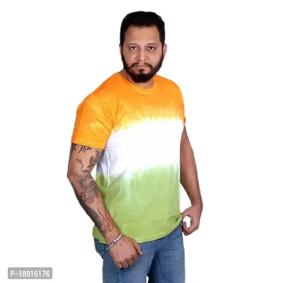 pariferry Indian Flag - Printed Round Neck Half Sleeves T-Shirt for Men (Medium, Tricolor-1)-thumb0