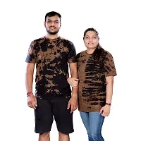 pariferry Pack of 2 Couple Tie  Dye Round Neck Black T-Shirt-thumb2