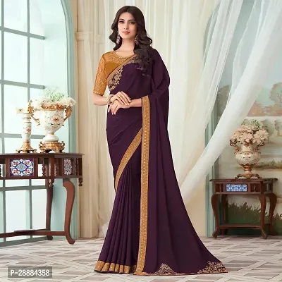 Beautiful Cotton Blend Saree With Blouse For Women-thumb0