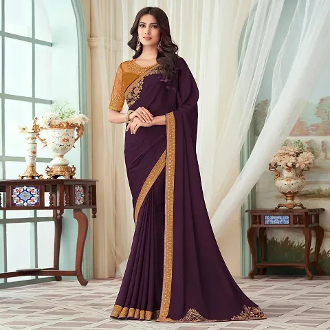 Beautiful Cotton Blend Saree With Blouse For Women