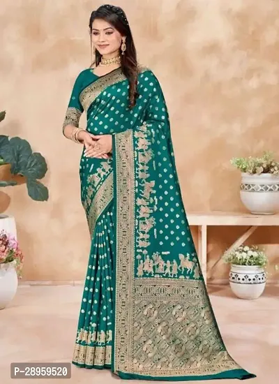 Beautiful Cotton Silk Saree With Blouse Piece For Women-thumb0