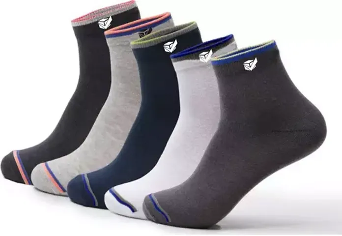 Fashionable Latest Multicolor  Ankle Length Socks Pack of 5 For Men