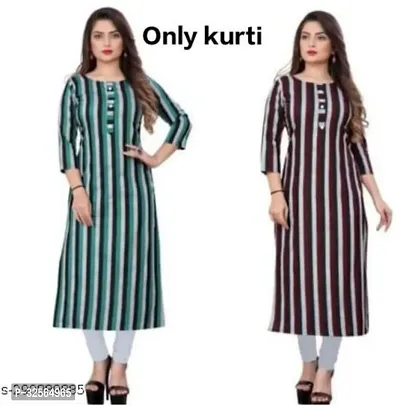 Stylish Multicoloured Cotton Blend Kurta For Women Combo Of 2-thumb0