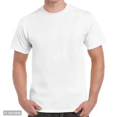 Reliable White Polycotton Solid Round Neck Tees For Men Pack Of 1-thumb0