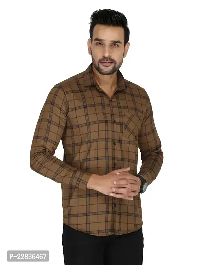 Reliable Brown Cotton Checked Long Sleeves Casual Shirts For Men-thumb2