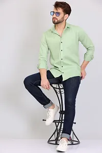 Stylish Fancy Cotton Solid Long Sleeves Casual Shirts For Men-thumb2