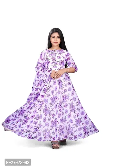 Fabulous Purple Georgette Printed Maxi Dress For Girls