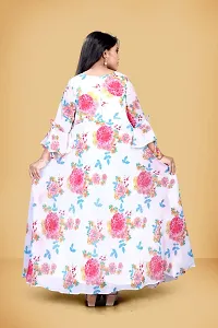 Beautiful Magenta Net Solid Maxi Dress For Girls-thumb3
