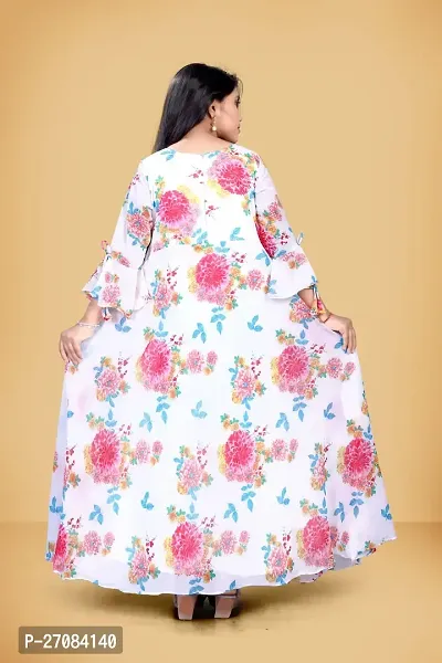 Beautiful Magenta Net Solid Maxi Dress For Girls-thumb4