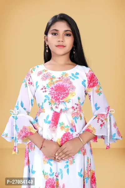 Beautiful Magenta Net Solid Maxi Dress For Girls-thumb5
