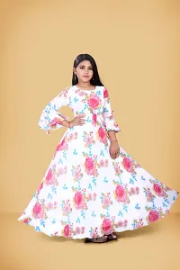 Beautiful Magenta Net Solid Maxi Dress For Girls-thumb1