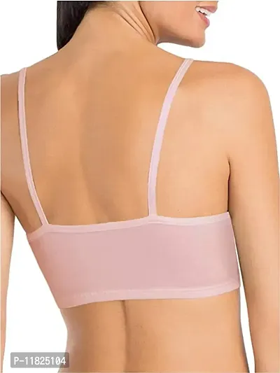 Womens Slim Strap Stretch Cotton Non-Padded Antimicrobial Beginners Slip-on Wireless Teenager Full Coverage Bra-thumb2