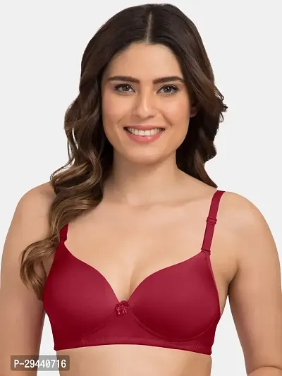 Women's Cotton Wired Slip On Lounge Anti Bacterial Padded Bra (Pk of 1 Maroon)-thumb0