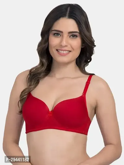 Women's Cotton Wired Slip On Lounge Anti Bacterial Padded Bra (Pk of 1 Red)