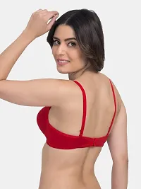 Women's Cotton Wired Slip On Lounge Anti Bacterial Padded Bra (Pk of 1 Red)-thumb2