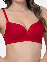 Women's Cotton Wired Slip On Lounge Anti Bacterial Padded Bra (Pk of 1 Red)-thumb3