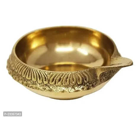 Brass Diya for Puja Small Size Akhand Diya for Puja Deepak for Pooja Diwali Gift Item (5 cm, 25gm, Set of 5)-thumb2