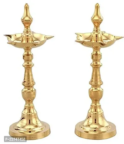 Brass Diwali Puja Oil Diya Kashi Samayi for guft  Puja (Height 12 Inch)-thumb0