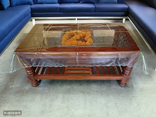 Hand Made Design Water Dust Proof PVC Rectangular Transparent Centre Table Cover 32*50 Inch-thumb0