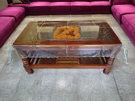 Hand Made Design Water Dust Proof PVC Rectangular Transparent Centre Table Cover 32*50 Inch-thumb1